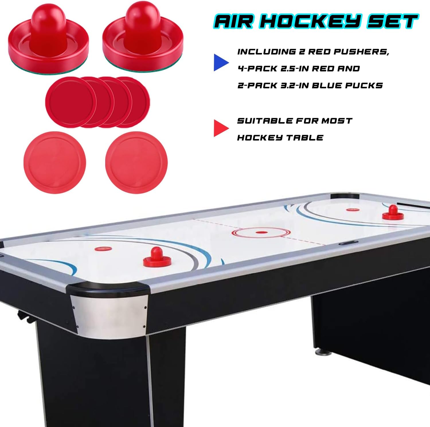 Empujadores de hockey de aire y discos de hockey de aire, palas de hockey de aire, asas de portería, accesorios de repuesto para mesas de juego (2