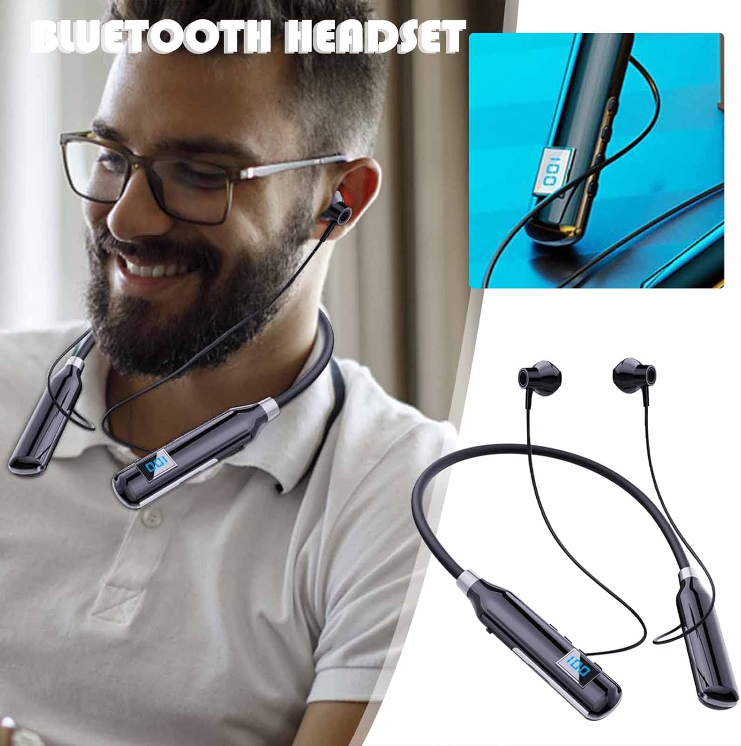 Auriculares inalámbricos Bluetooth 5.2 con Bluetooth, batería de larga duración, 100 horas, IPX5, auriculares deportivos, auriculares Bluetooth para