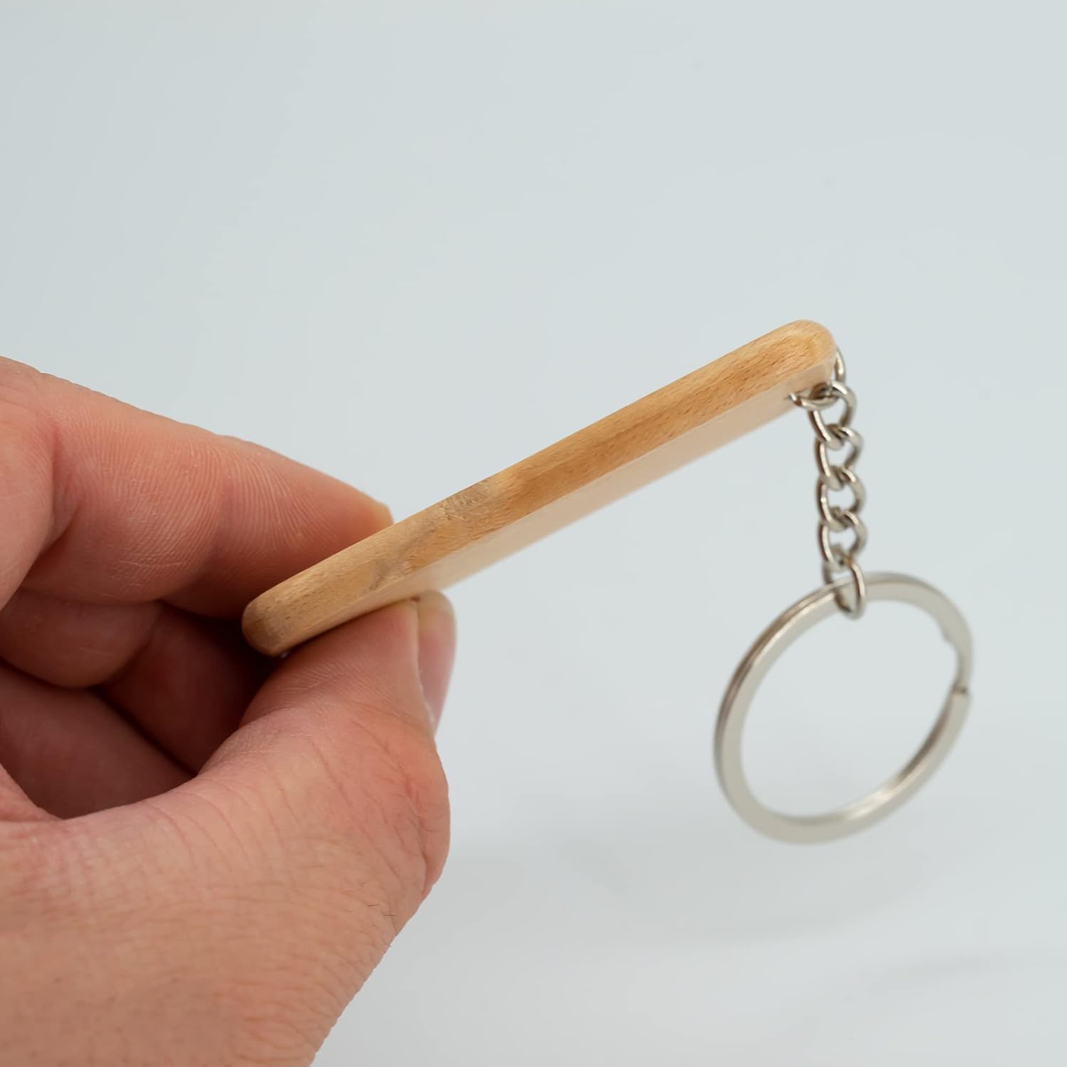 TFoRibbon Rectángulo de madera en blanco grabado en blanco etiqueta clave de madera con llavero paquete de 20 (TFoRibbon00053)
