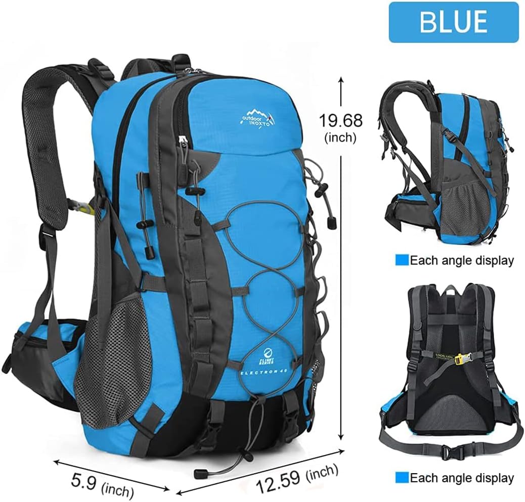 INOXTO Mochila de senderismo ligera 35L40L Mochila de senderismo con cubierta impermeable para viajes Camping al aire libre Hombres y mujeres