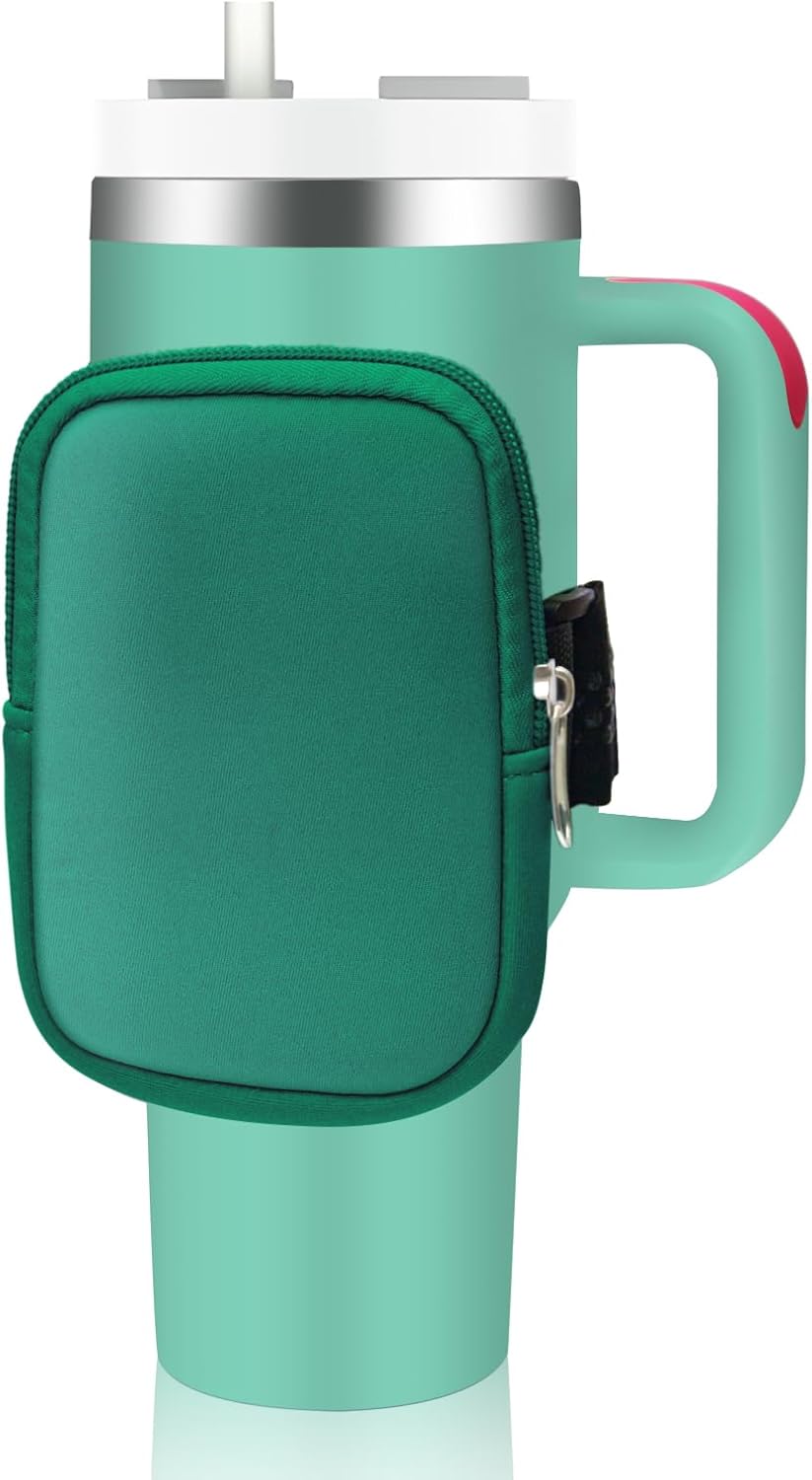 Yialins Bolsa grande para botella de agua para vaso Stanley Quencher, para iPhone 14 Pro Max, iPod Air, tarjetas de crédito, llave (verde)
