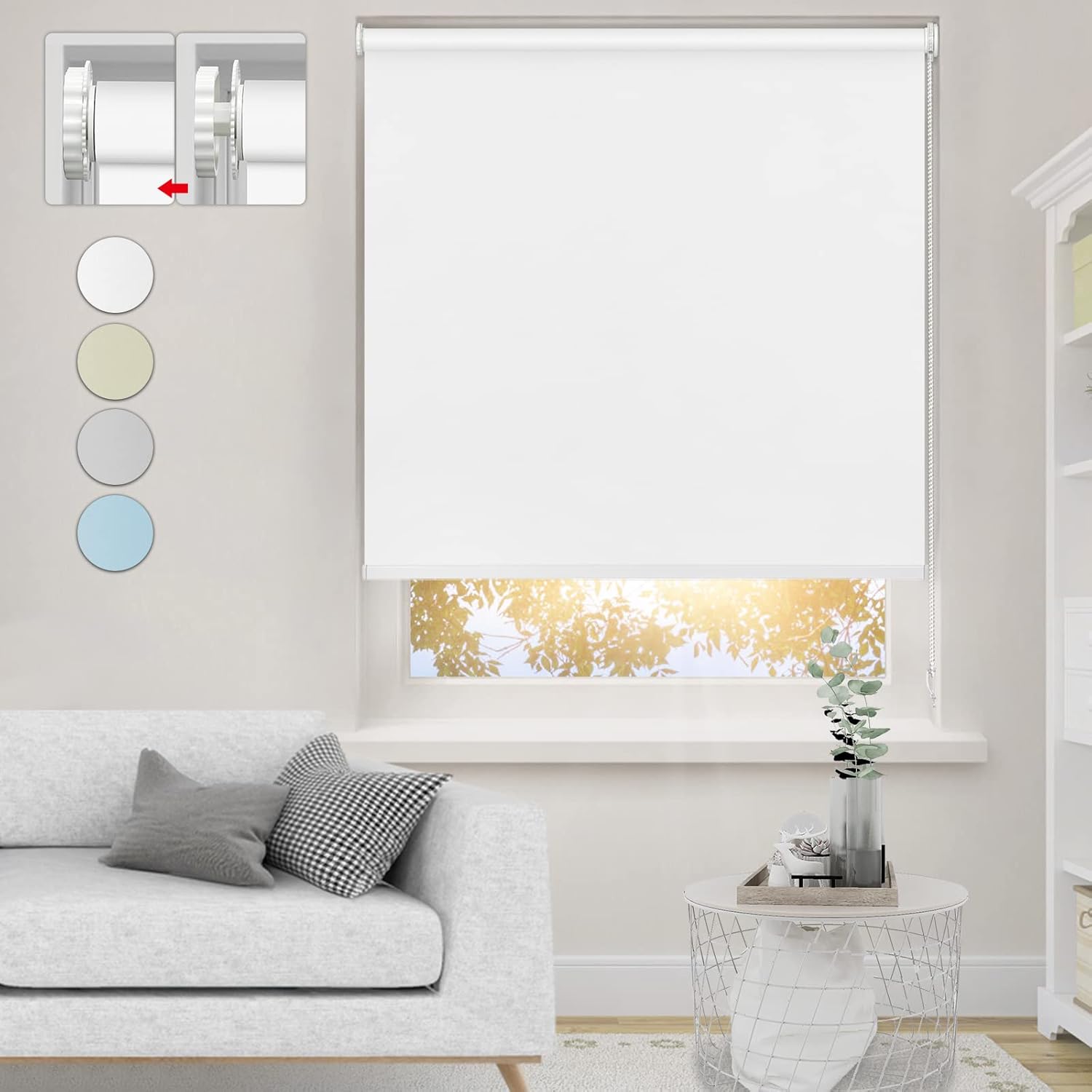 Persianas enrollables opacas sin taladro, persianas enrollables con cable cortadas por el cliente a medida, sin herramientas, persianas de ventana