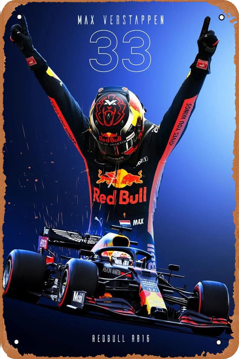 Max Verstappen – Cartel de metal estilo vintage para decoración de pared, 8 x 12 pulgadas