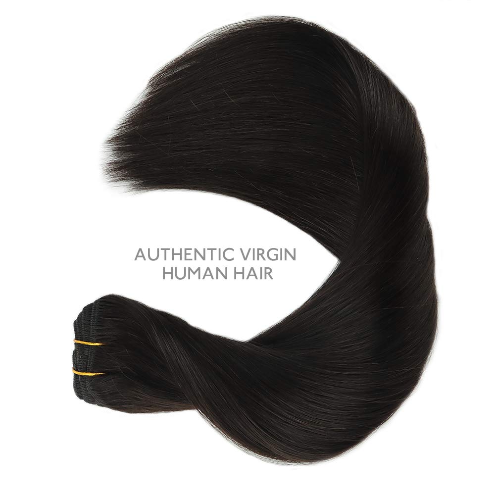 WENNALIFE Extensiones de cabello con broches, 5.22 onzas, 9 piezas, extensiones de cabello humano negro natural, extensiones de cabello humano real