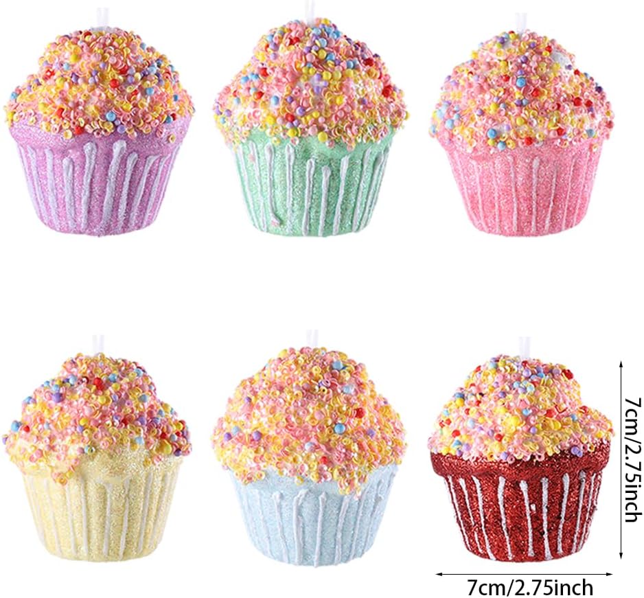 Adornos de Navidad para cupcakes, 6 piezas de espuma de 2.75 pulgadas, adornos surtidos para cupcakes, adornos para árbol de Navidad, mini adornos