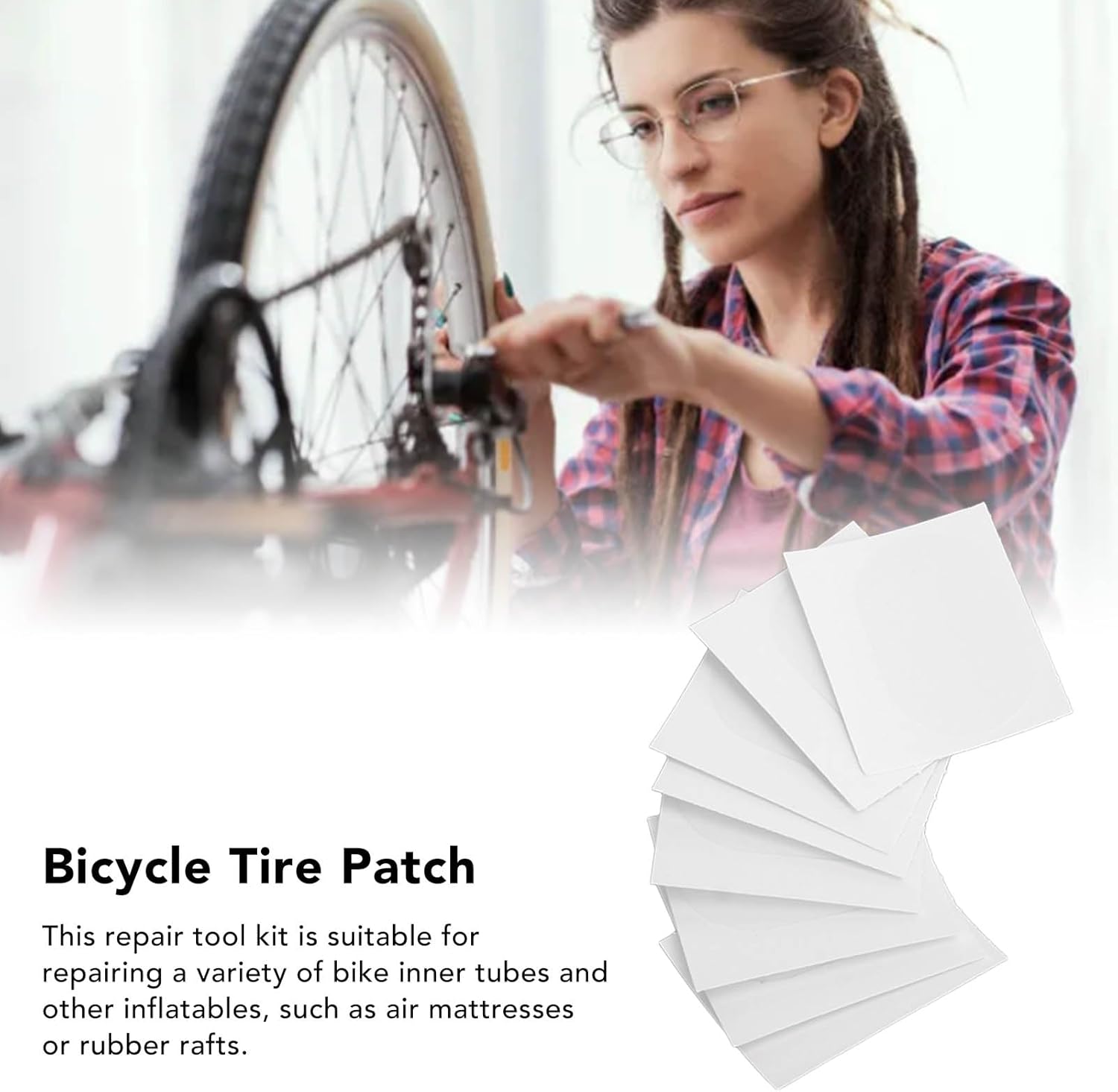 Alomejor Kit de reparación de parche de neumático de TPU de alto grado 8PCS para bicicleta, parches universales de tubo interior de bicicleta a