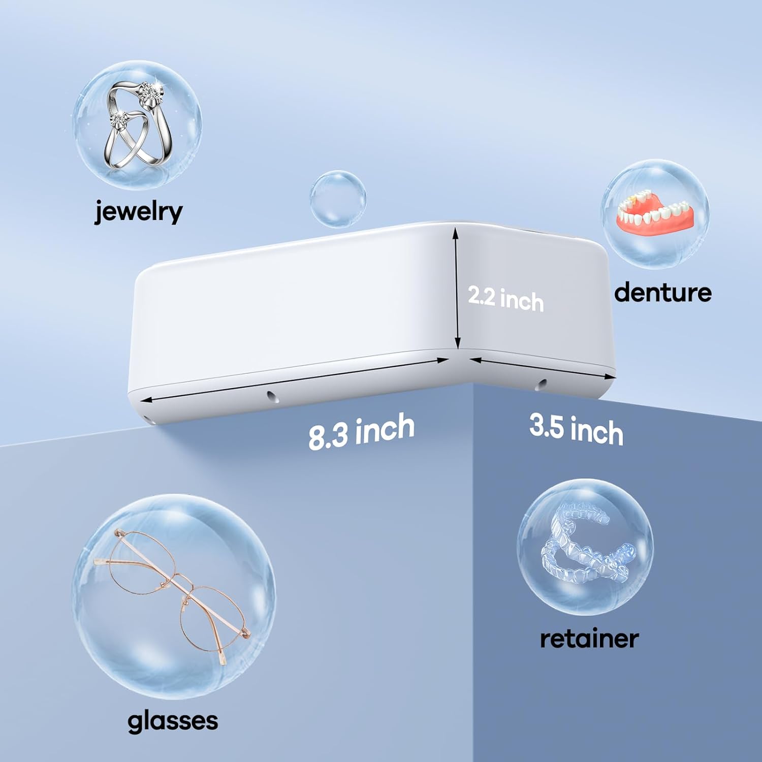 Limpiador ultrasónico Máquina de limpieza de joyas Máquina profesional de limpieza ultrasónica de gafas Pequeña – Limpiador de retenedores portátil