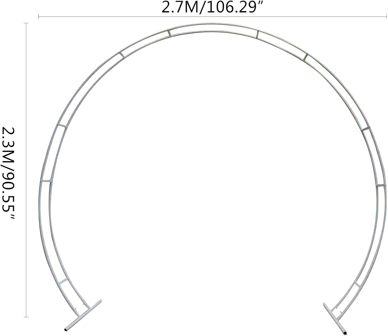 Soporte decorativo de fondo circular de boda de 8.9 x 7.5 ft con bases de metal, soporte redondo de metal para cabina de fotos, soporte de arco para