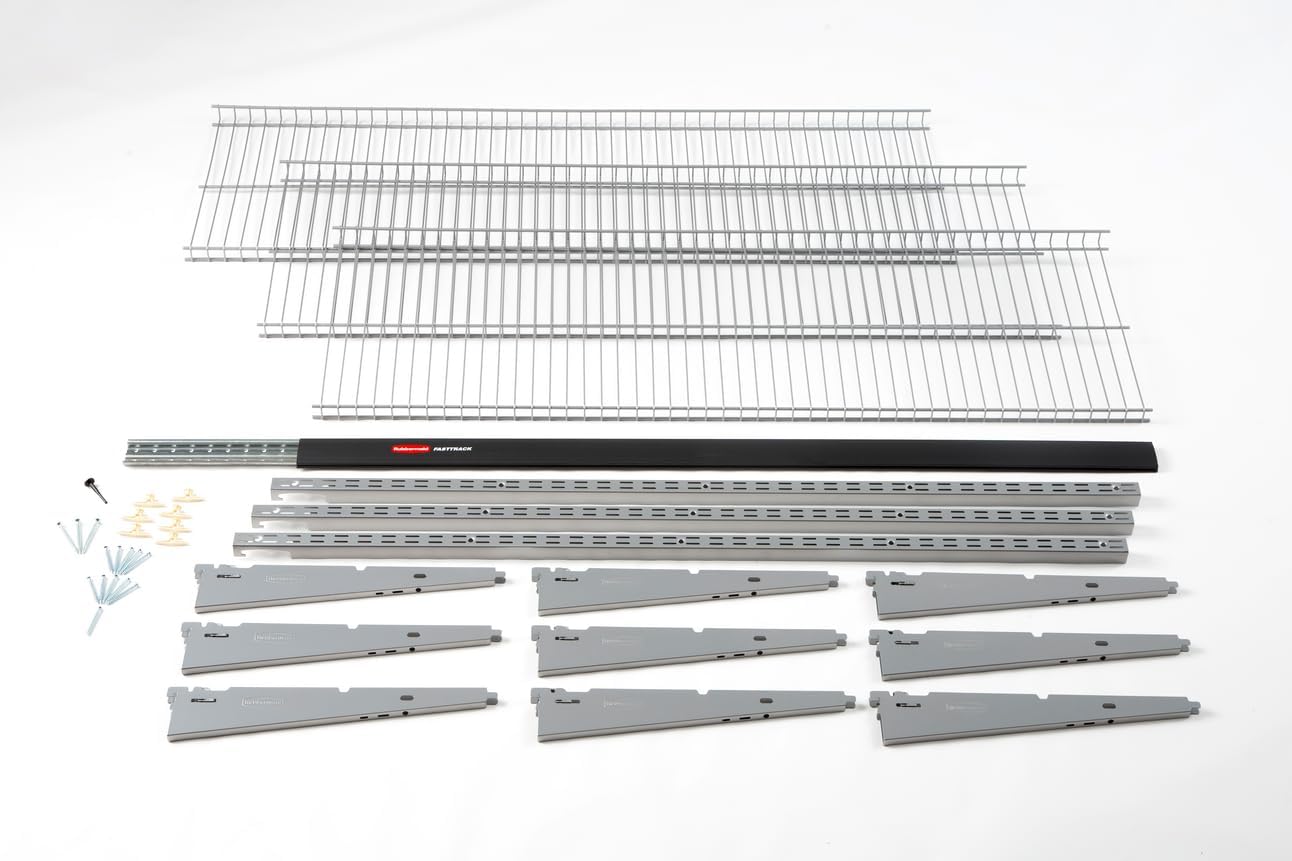 Rubbermaid Fasttrack Rail Storage – Kit de 3 estantes de 48 x 12 pulgadas, 350 libras por estante, para el hogar, garaje, cobertizoorganización de