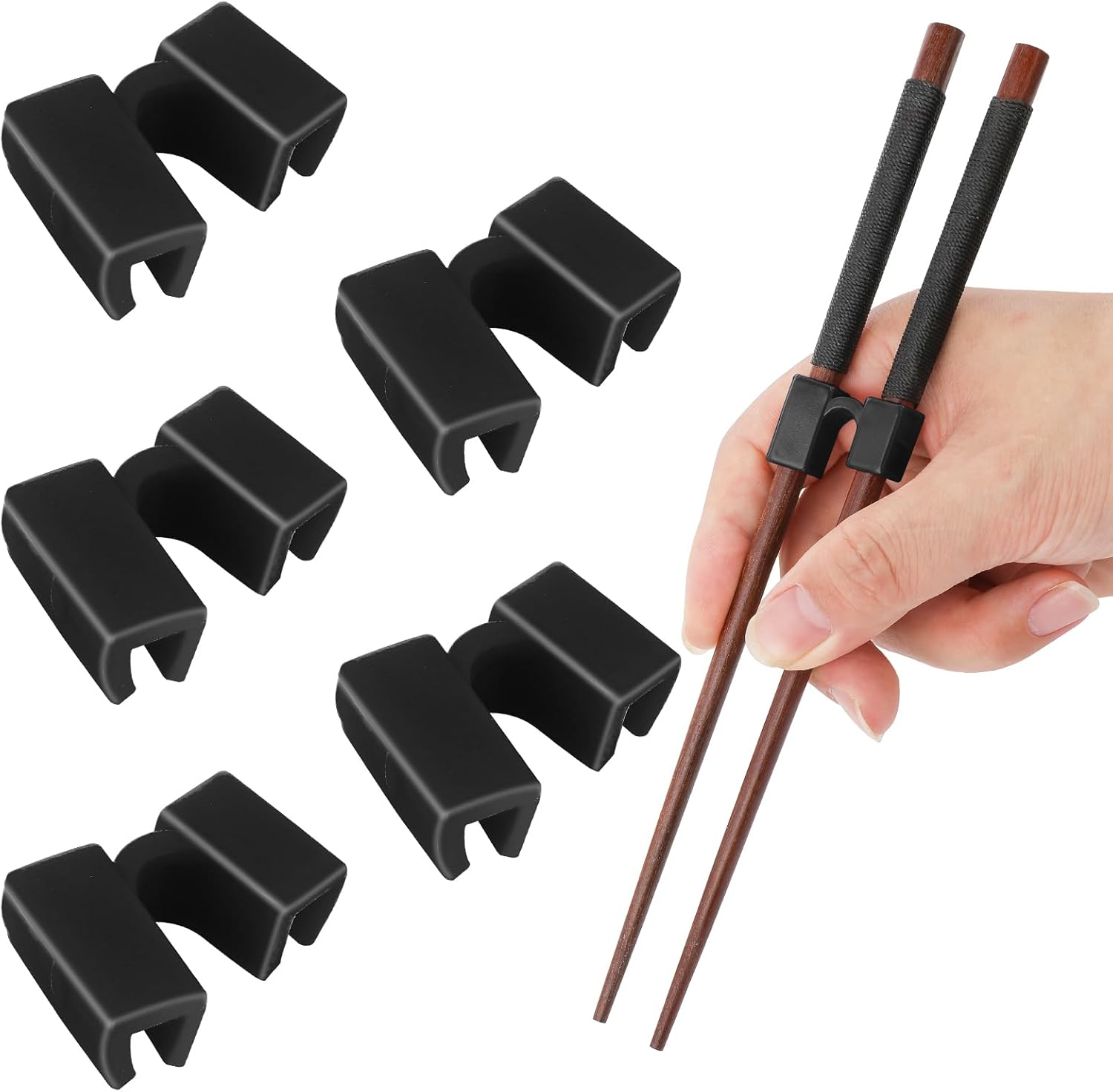 6 pares de palillos reutilizables, palillos de entrenamiento para adultos, conector de bisagras, palillos de práctica antideslizantes y portátiles