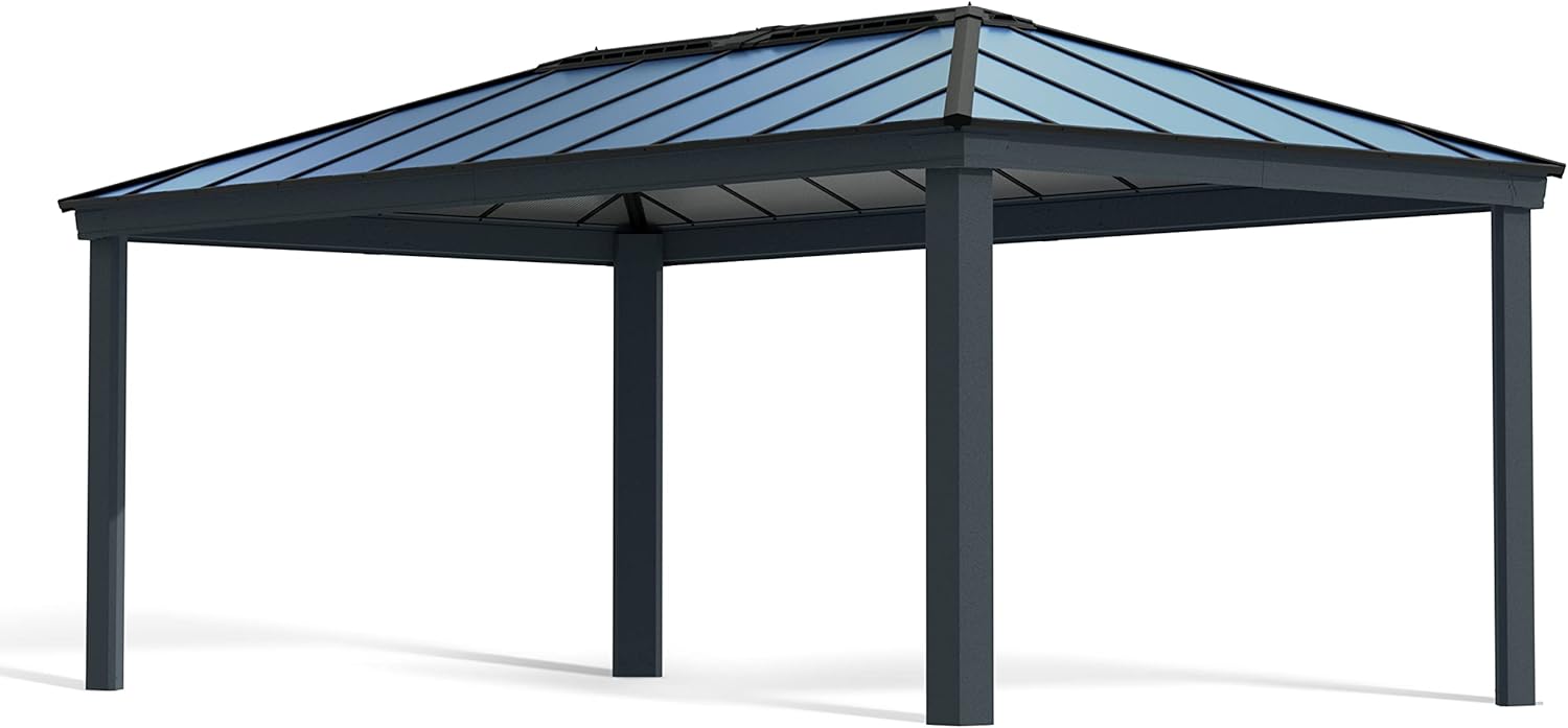 Palram – Canopia Dallas 6100 20 pies x 12 pies. Marco de metal y panel de policarbonato de calidad resistente refugio permanente al aire libre para