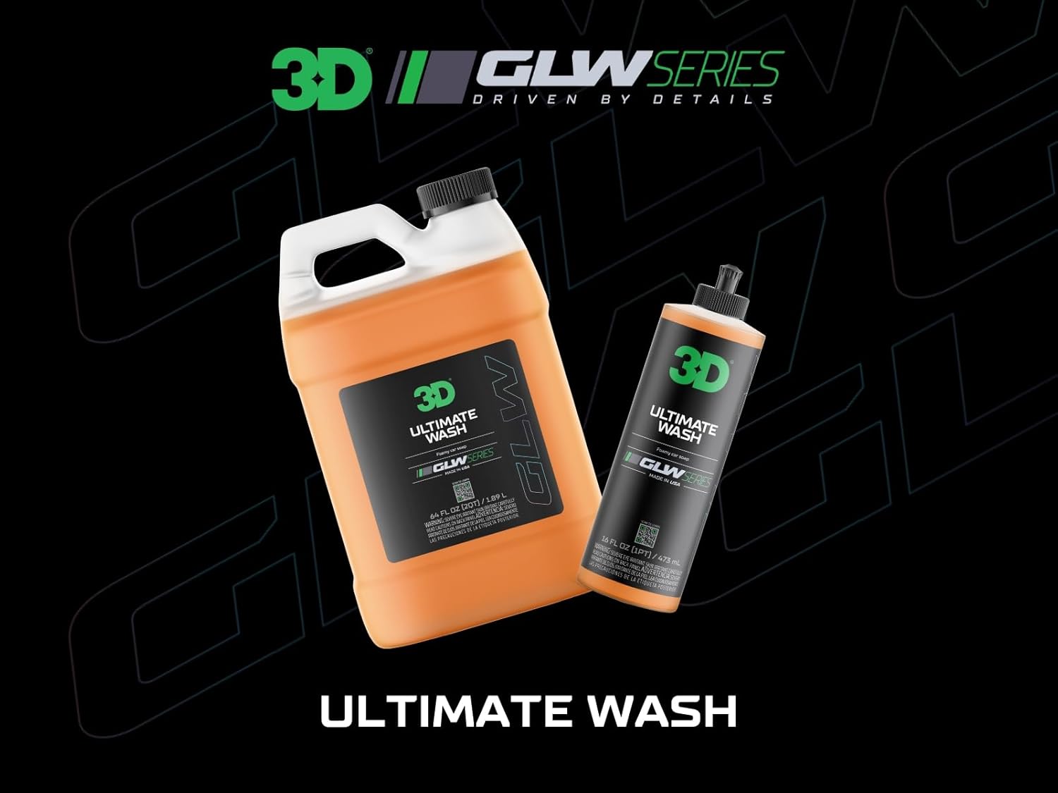 3D Ultimate Wash GLW Series  Detalles de coche DIY  Champú ultra espumoso  Hyper Suds con limpiadores y polímeros avanzados  Eliminador de suciedad
