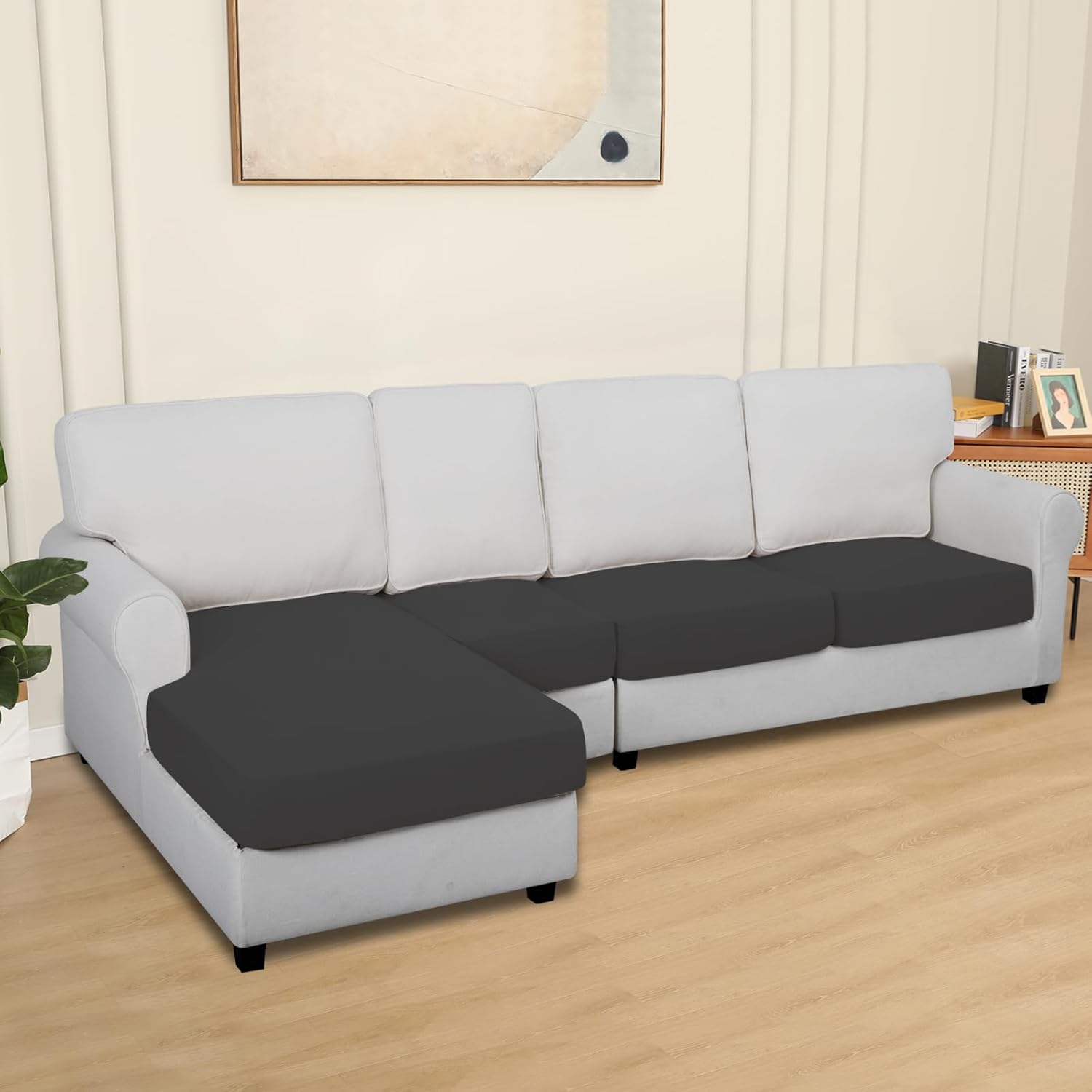 Easy-Going Fundas de cojín 100% impermeables de 4piezas para sofá, seccional izquierdo y derecho en forma de L, funda antideslizante para sofá,
