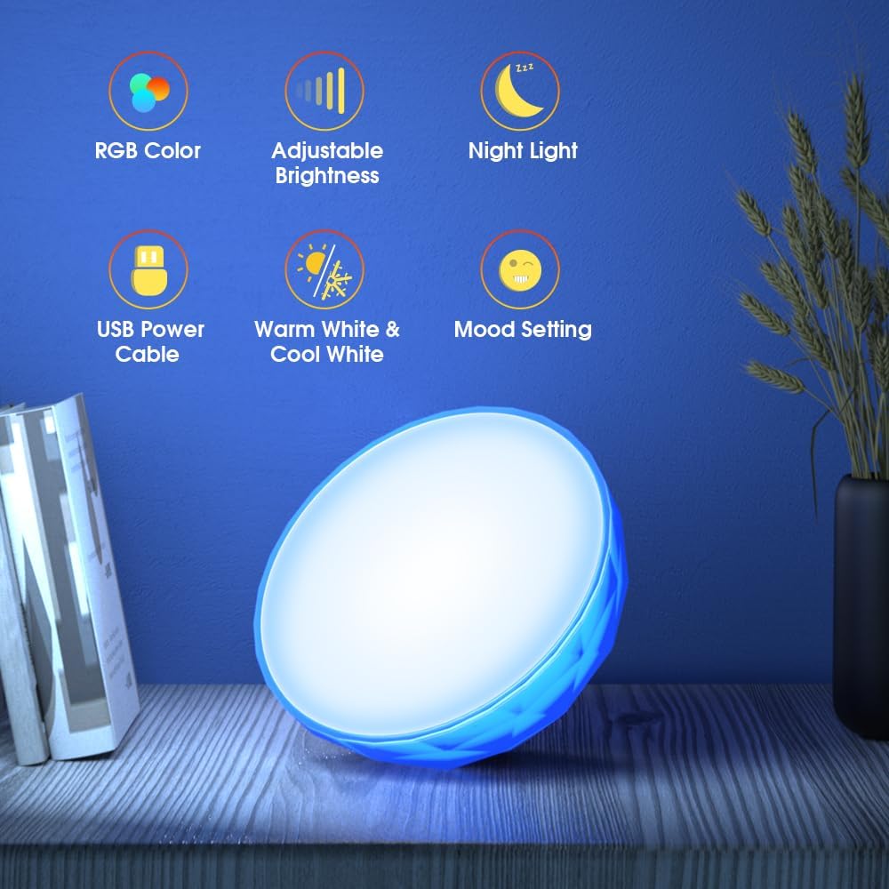 VITANO Lámpara LED de estado de ánimo, regulable RGB que cambia de color, decoración de iluminación nocturna para exhibición de imágenes,