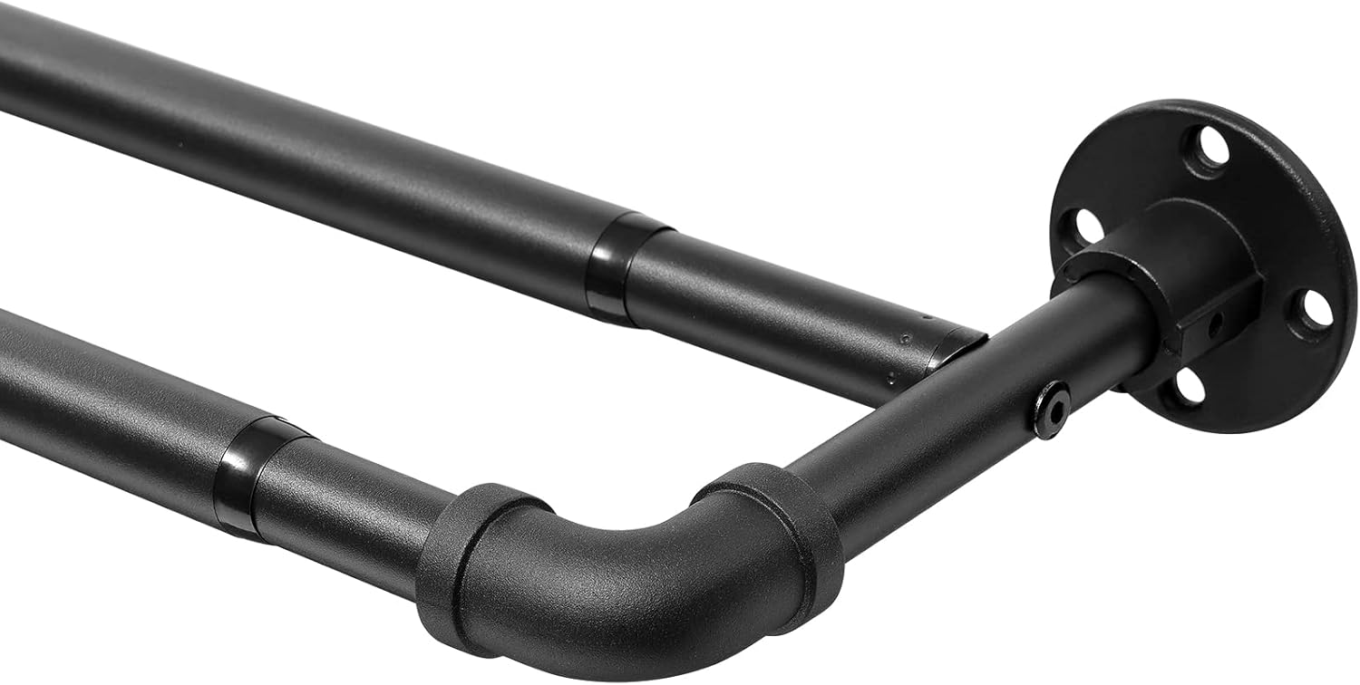 BsBsBest Barras de cortina para ventanas de 28 a 117 pulgadas, barra de cortina doble envolvente de 1 pulgada, juego de barras de cortina ajustables