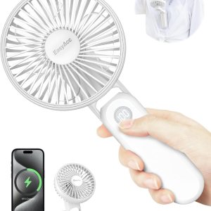 EasyAcc Ventilador de mano portátil, ventilador personal recargable de 5000 mAh 32H, ventilador personal recargable de 5 velocidades, potente y EasyAcc Ventilador de mano portátil, ventilador personal recargable de 5000 mAh 32H, ventilador personal recargable de 5 velocidades, potente y
