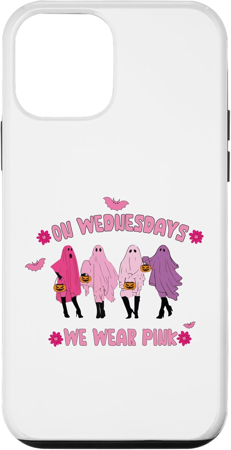 iPhone 12 mini El miércoles llevamos rosa lindo fantasma Halloween caso de cáncer de mama