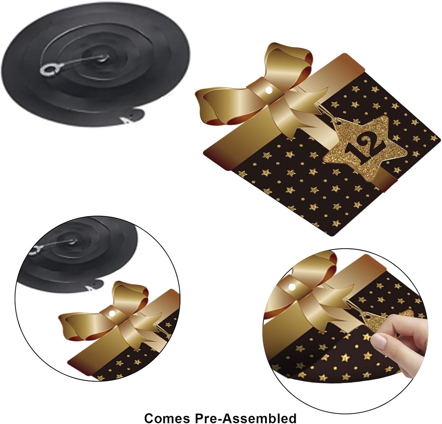 Decoración de techo de remolinos colgantes para fiesta de cumpleaños número 12, celebración, 12 espirales colgantes de aluminio con recortes para 12