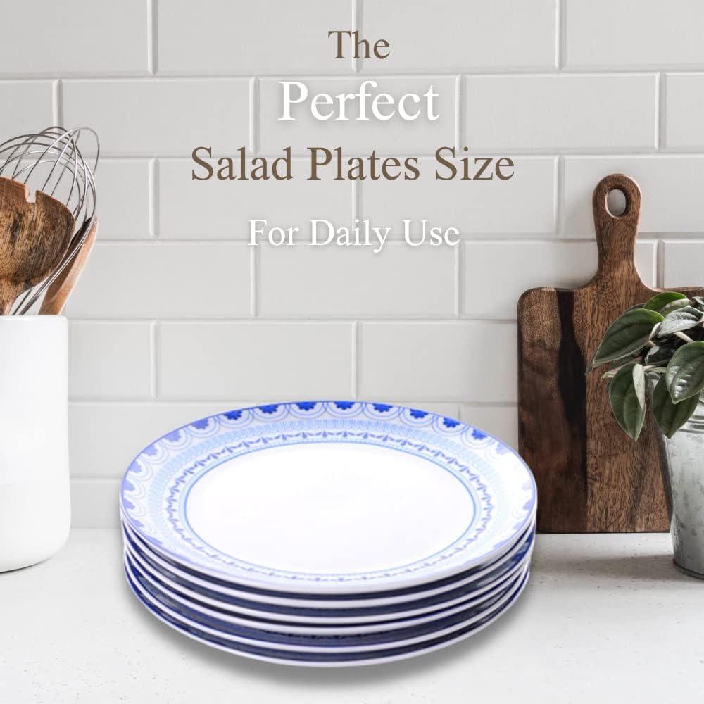 Braque Juego de 6 platos de cerámica para almuerzo, juego de platos de 8 pulgadas, para postre, ensalada, aperitivo, plato pequeño apto para