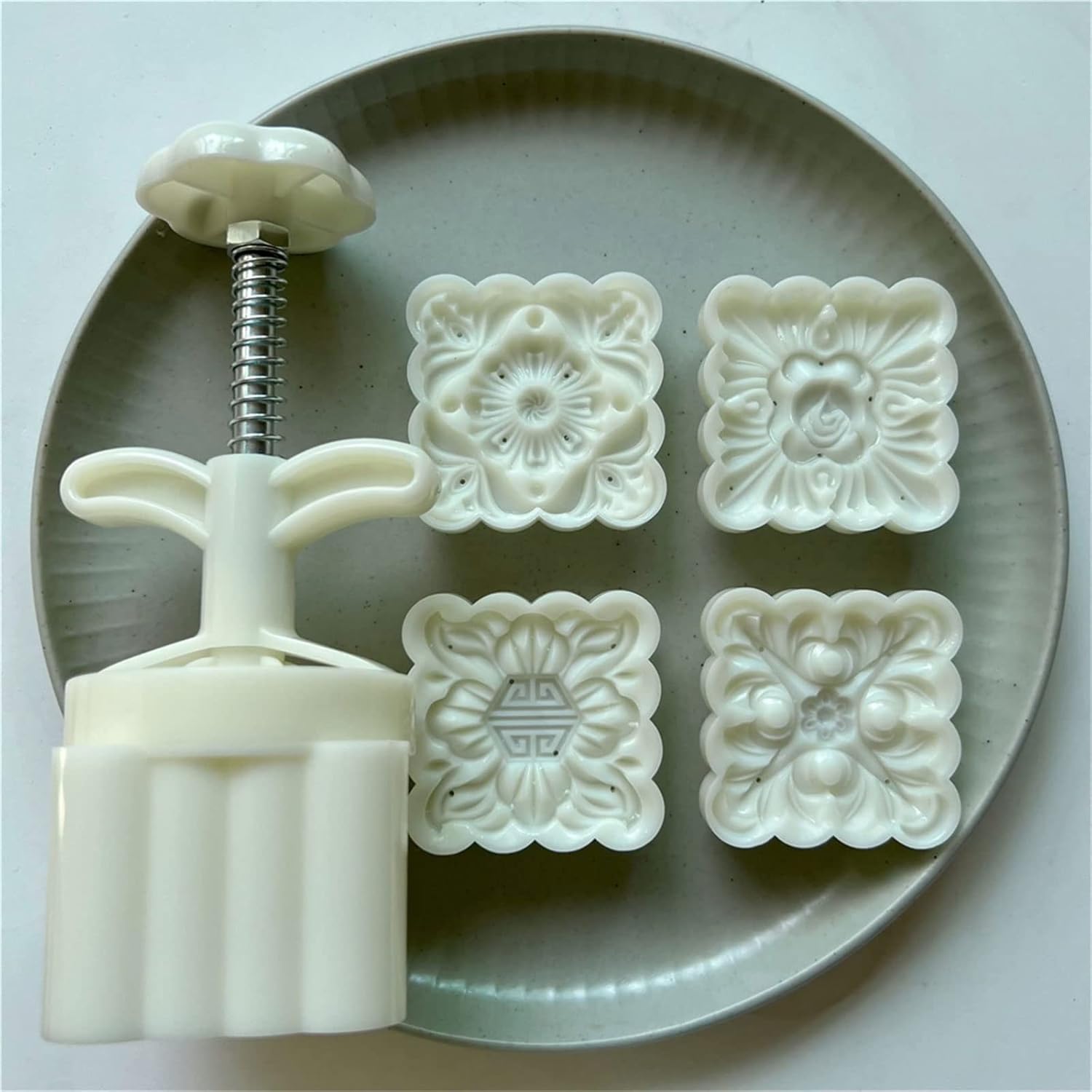 Juego de moldes para pastel de luna con patrón cuadrado, 2.65 oz, festival de mediados de otoño, bricolaje, presión de mano, fondant, luna, pastel,