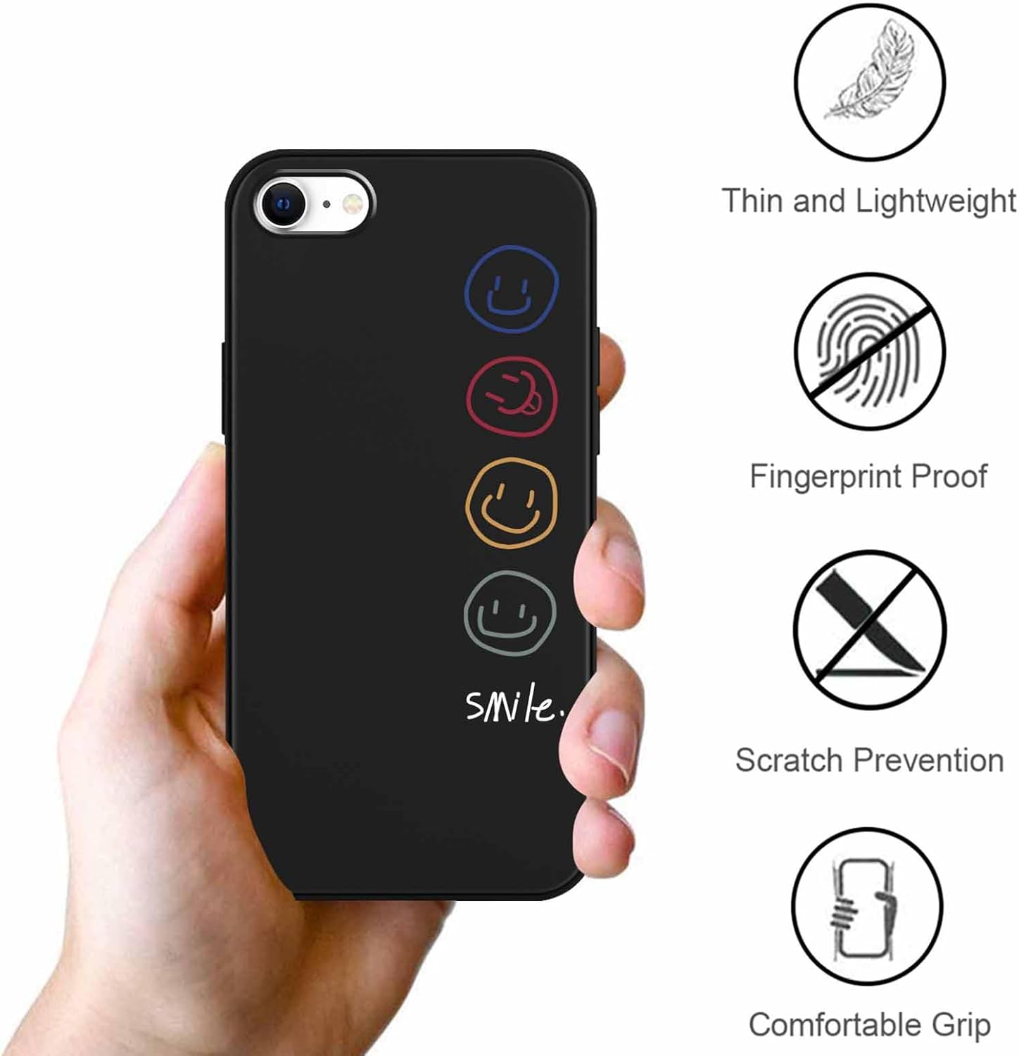 RUMDEY Paquete de 2 fundas de teléfono para Apple iPhone 78SE 2020  SE 2022 de 4.7 pulgadas, silicona suave y delgada a prueba de golpes TPU con