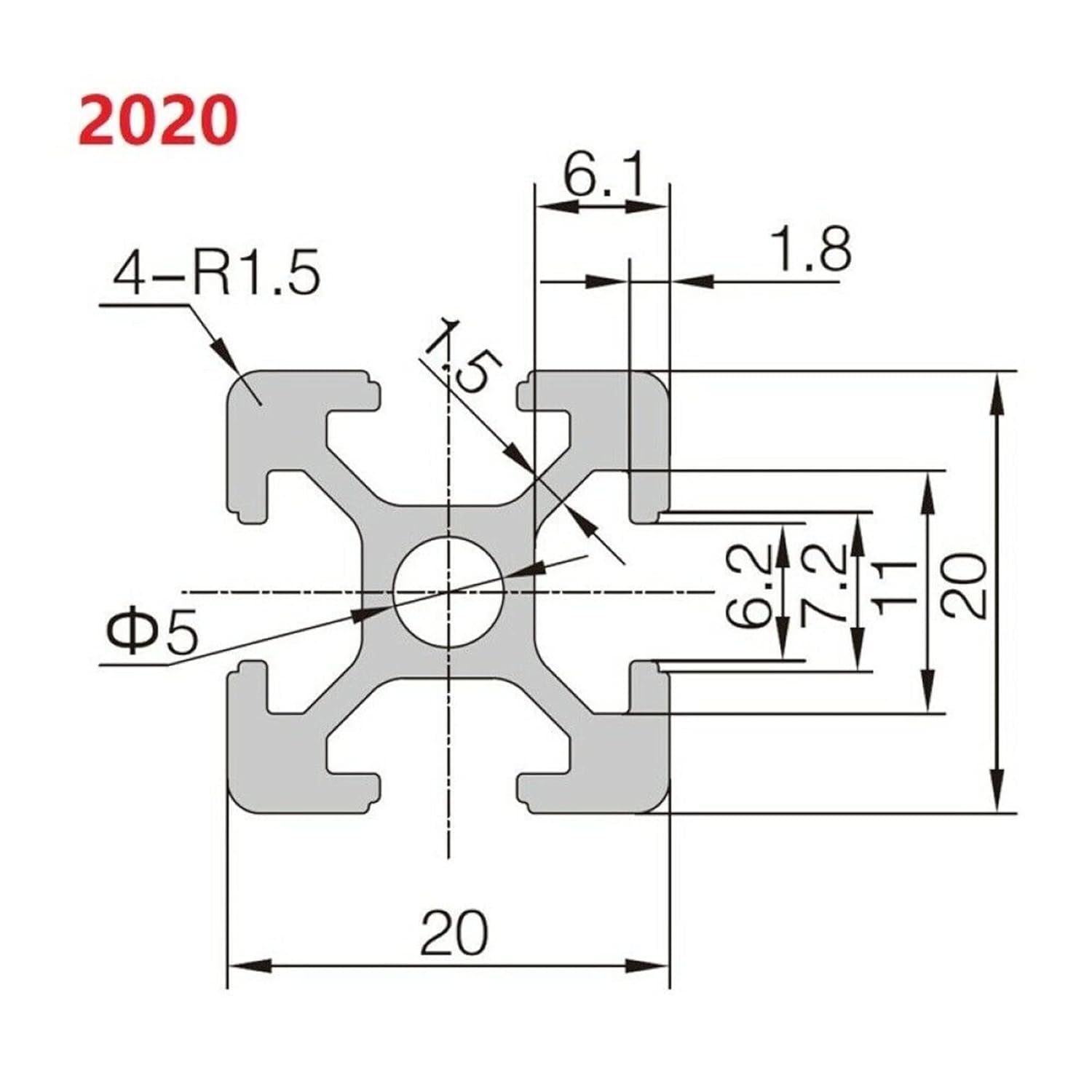 Extrusión de aluminio anodizado estándar europeo, ranura en T de 23.622in, extrusión de perfil de aluminio anodizado estándar europeo para piezas de