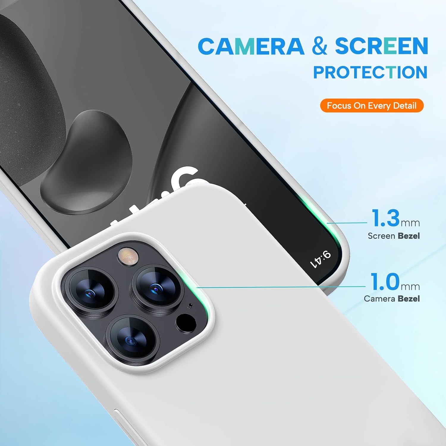 Miracase Funda diseñada para iPhone 15 Pro Max, compatible con MagSafe, con 2 protectores de pantalla, funda de silicona líquida a prueba de golpes