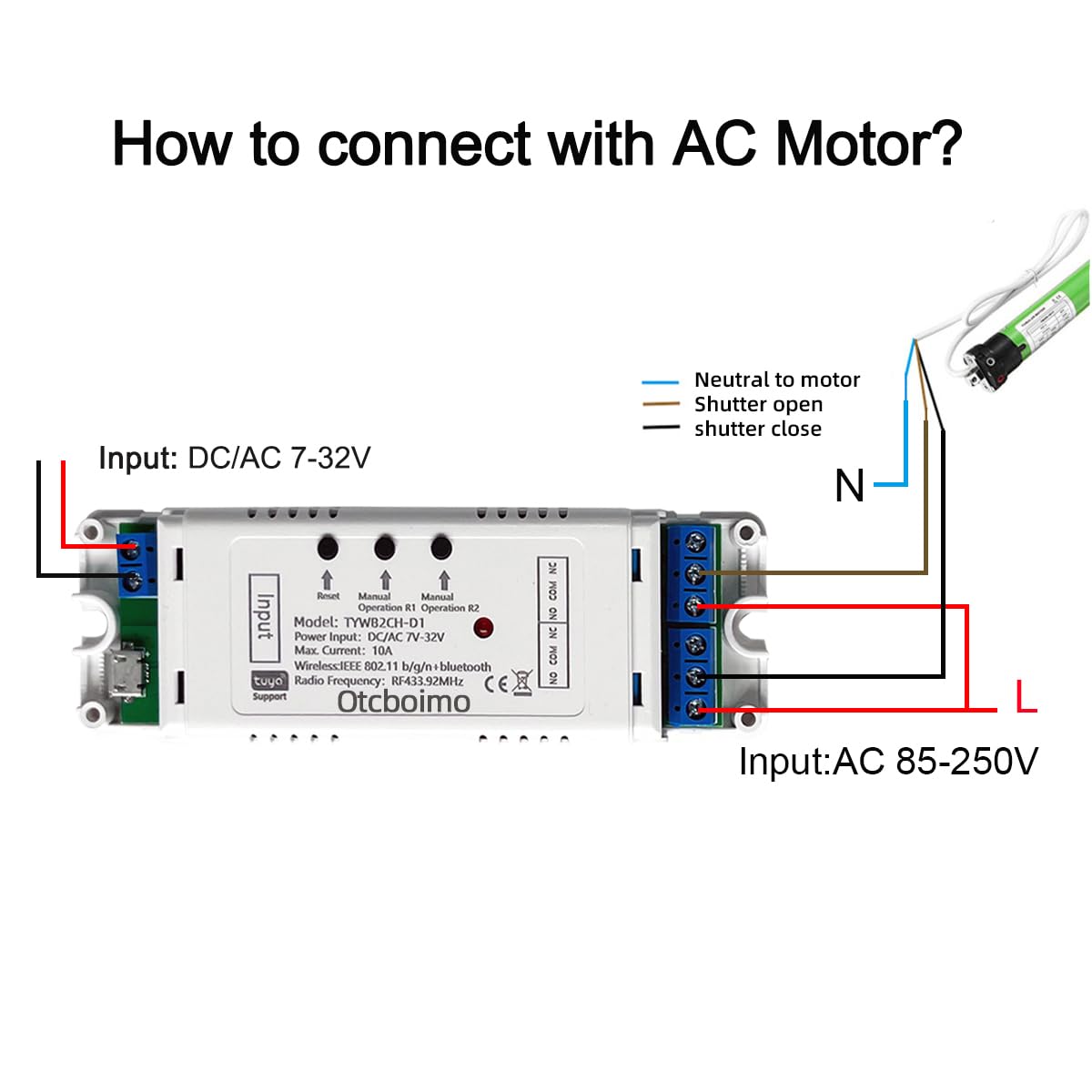 Tuya – Módulo de interruptor de relé inalámbrico WiFi inteligente, 2 canales ACDC 7-32VUSB 5V Smart Life, control remoto, contacto seco, interruptor