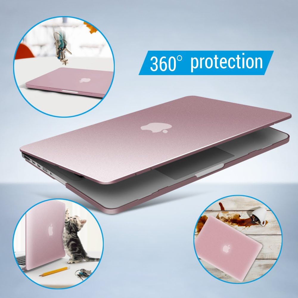 IBENZER Compatible con MacBook Pro de 15 pulgadas 2015 2014 2013 2012 A1398, carcasa rígida y cubierta de teclado y protector de pantalla para Apple