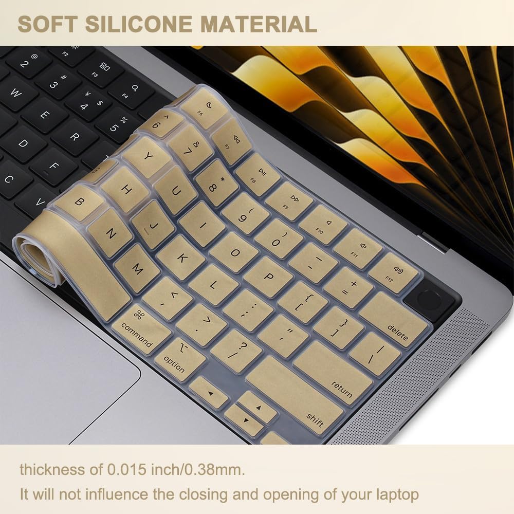 Funda de teclado de silicona para MacBook Air de 15 pulgadas con chip M2 (A2941) y 13.6 pulgadas (A2681) lanzado en 2022 2023, pantalla de retina