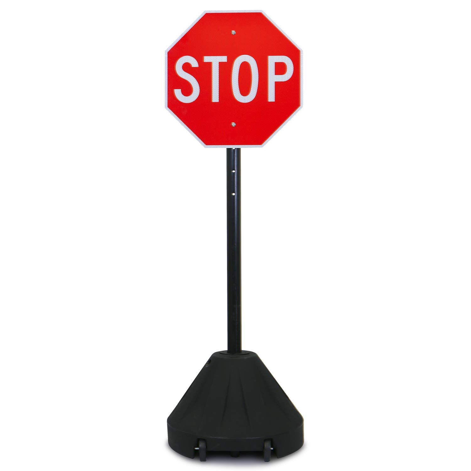 SmartSign Soporte portátil de 5.25 pies con poste y base con ruedas de 1.5 pies, plástico reforzado, negro, juego de 1