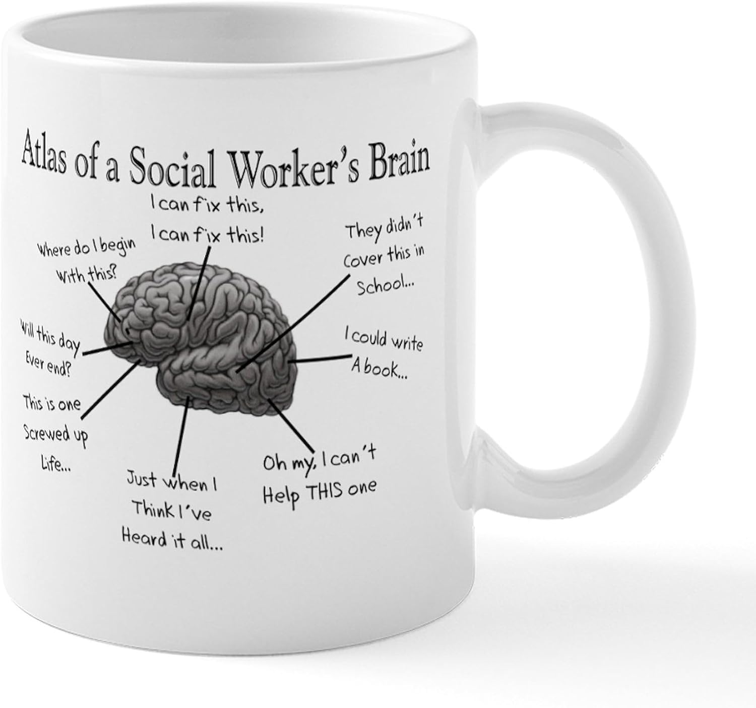 CafePress Atlas Of A Social Workers – Taza de café de cerámica (11 oz)