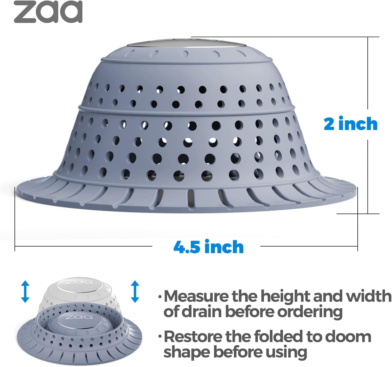 Recogedor de pelo de drenaje de bañera, 1 paquete de protector de drenaje plegable de silicona para desagües emergentes y regulares de ducha,