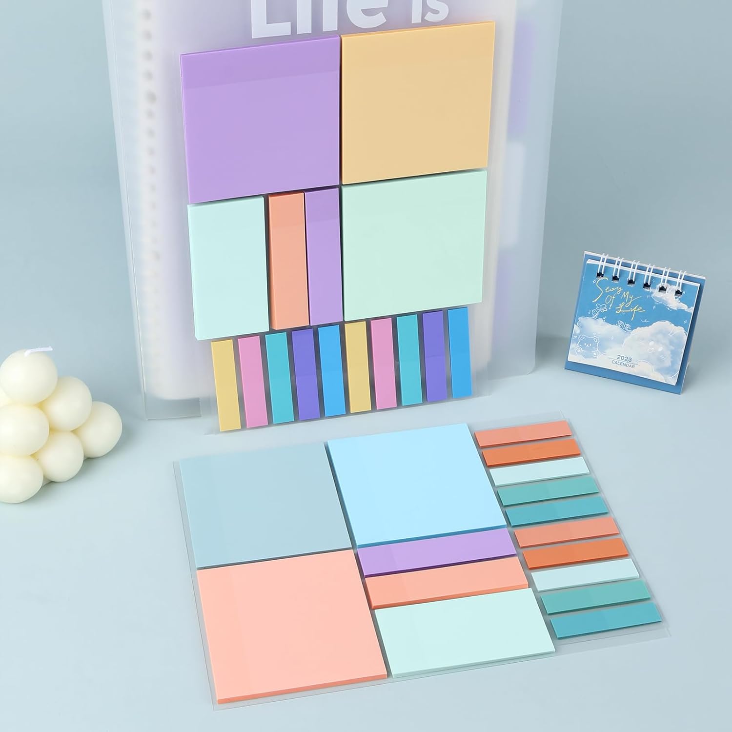 Temiary 500 hojas de notas adhesivas de macarrón transparentes de 3 x 3 pulgadas, nota adhesiva transparente, impermeable, transparente, pestañas