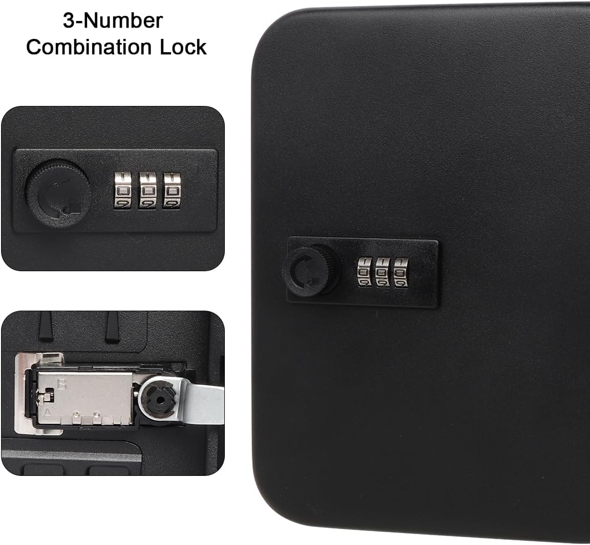 Kasten Soporte de pared para gabinete de llaves con cerradura de combinación, caja organizadora de llaves con 20 ganchos para llaves, 7.87 x 6.30 x