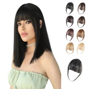 YONGYI Wispy Bangs – Extensiones de cabello con clip de una pieza con clip, extensiones de cabello humano 100% real, flequillo curvado para uso YONGYI Wispy Bangs – Extensiones de cabello con clip de una pieza con clip, extensiones de cabello humano 100% real, flequillo curvado para uso