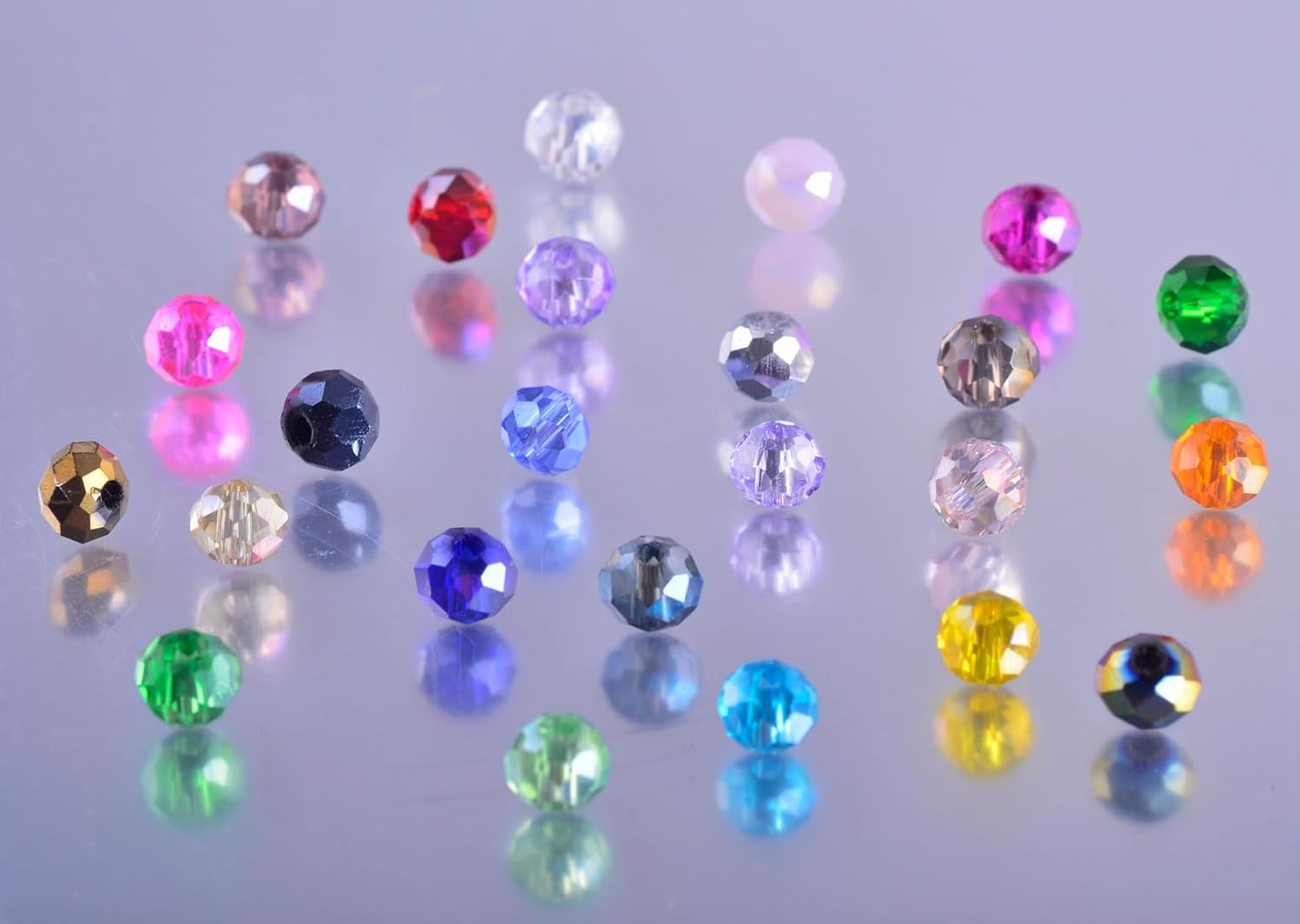 Kit de cuentas de cristal de 0.118 pulgadas, 24 colores, 2880 cuentas de vidrio pequeñas Briolette facetadas AB, cuentas espaciadoras de color para