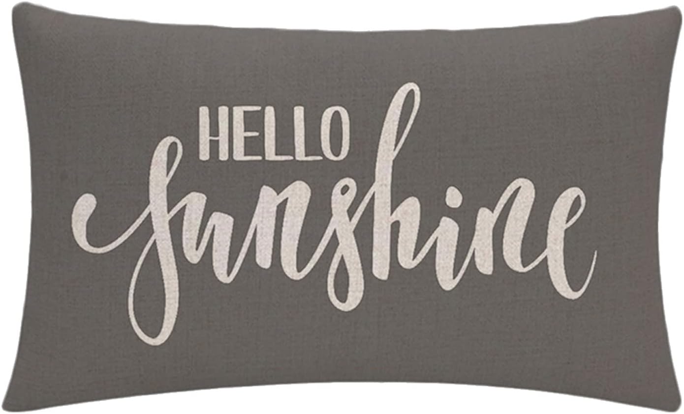 7COLORROOM Paquete de 2 fundas de almohada rectangulares para decoración de granja, Hello SunshineYou are My Sunshine, fundas de cojín de cintura