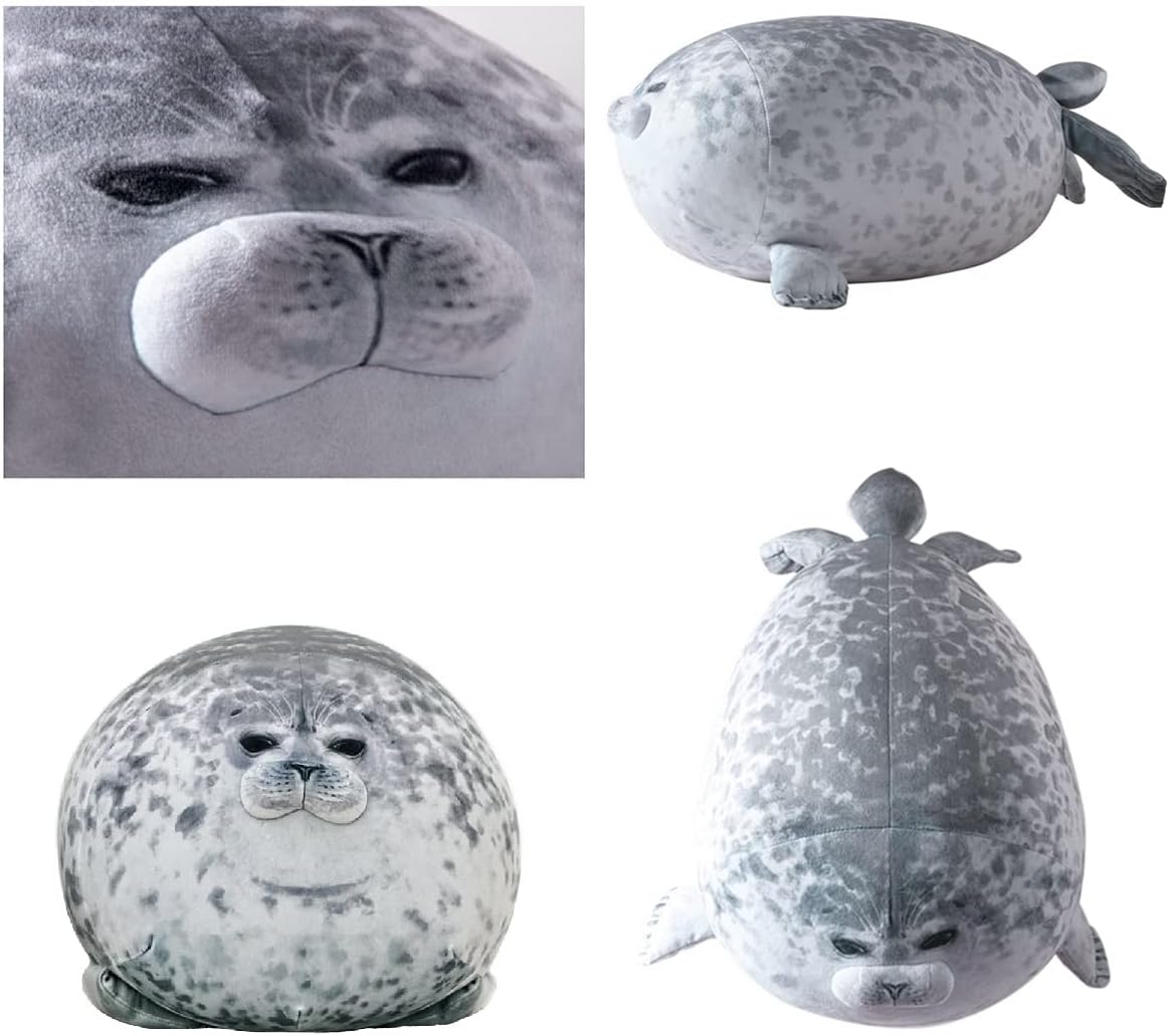 Almohada de felpa con bonito sello de 16 pulgadas juguete de peluche suave, peluche de sello de globo gordito para niños y niñas, decoración de