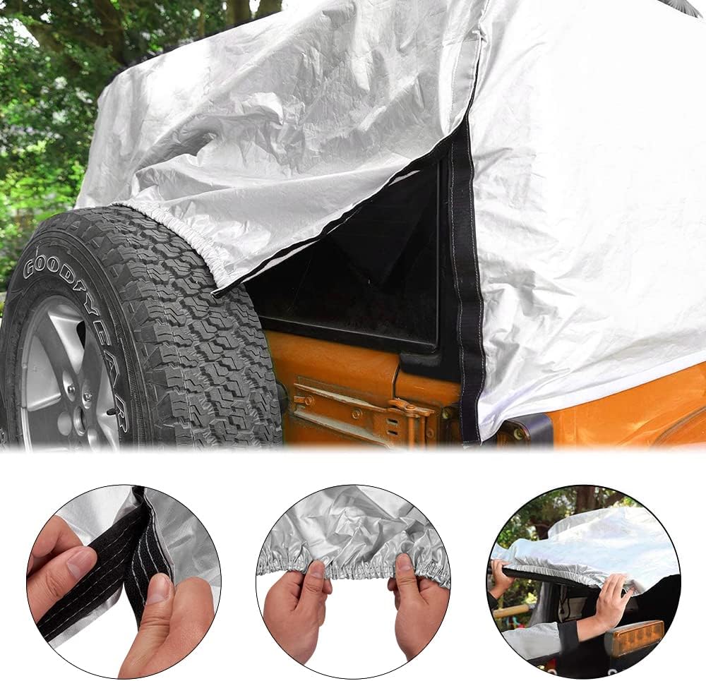 JSCARLIFE Cubierta impermeable para parasol de automóvil para Jeep W-Rangler YJ TL JK JL 2 puertas, resistente al viento, al polvo, a los arañazos,