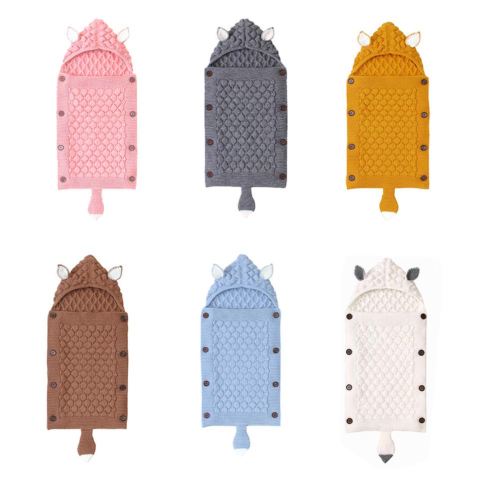 Manta para bebé recién nacido, saco de dormir para bebé, manta de punto de ganchillo suave y cálida para bebés pequeños (gris)