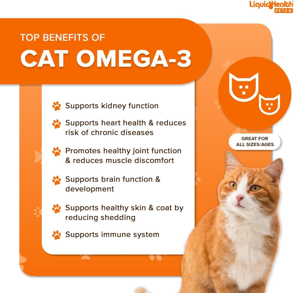 Liquid Health Pets Purr-Fection Omega 3 – Aceite de pescado para gatos – Omega 3 líquido para gatos con EPA+DPA+DHA, suplemento Omega 3 para gatos