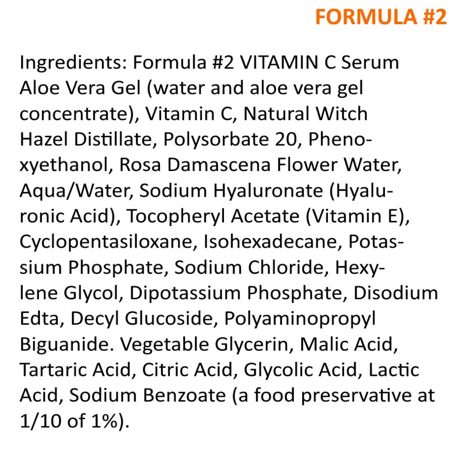 VITAMIN C 10% Sérum para el cuidado de la piel facial y cuello Fórmula #2 Suero antienvejecimiento y antioxidante. Bueno para todo tipo de piel.