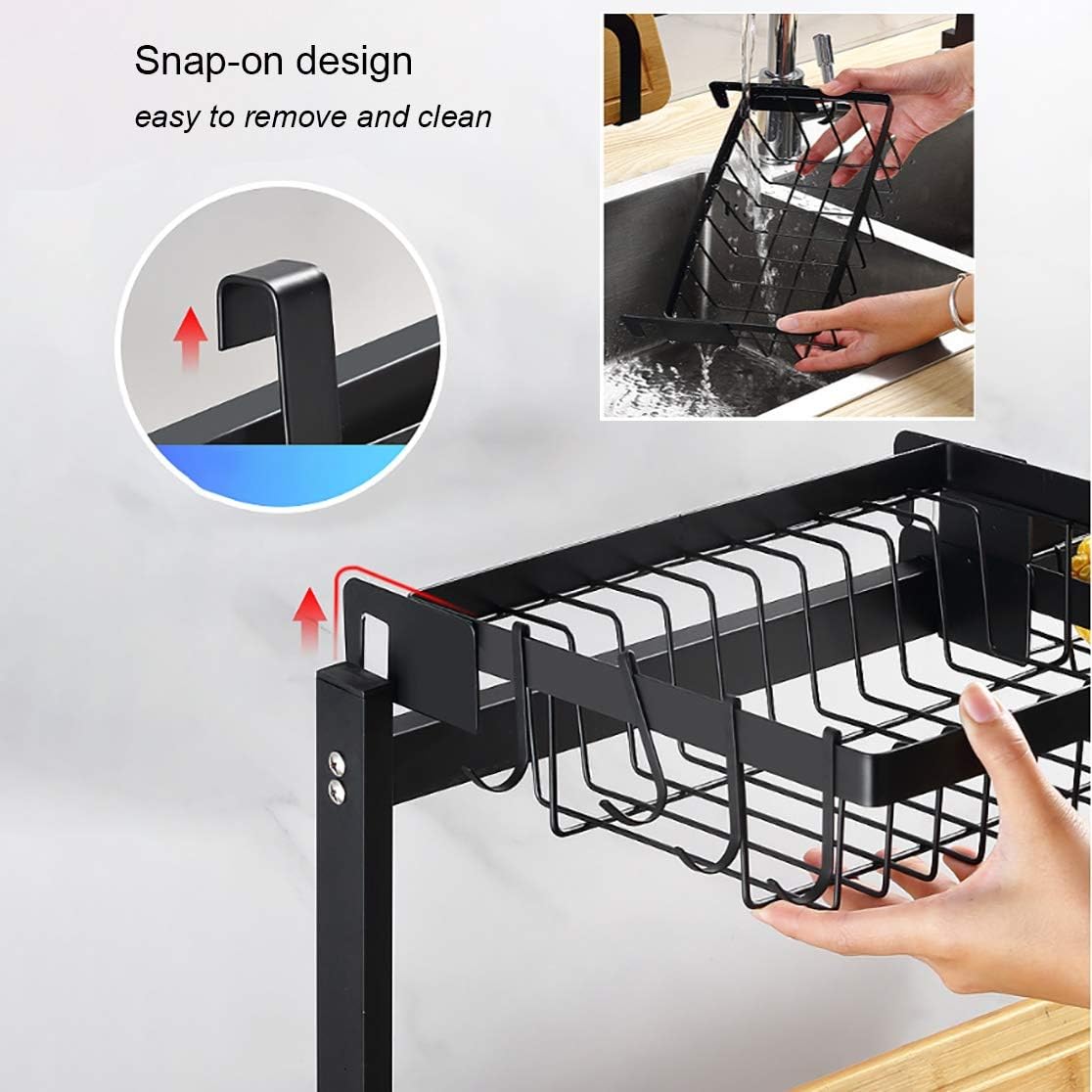Escurridor de platos sobre el fregadero, estante escurridor para suministros de cocina, organizador de mostrador de almacenamiento, soporte para