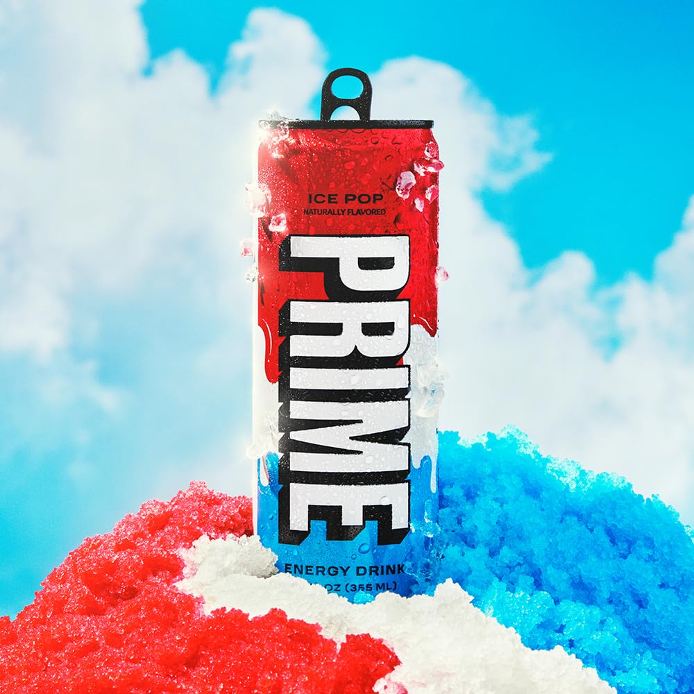 PRIME Energy ICE POP  Bebida energética sin azúcar  Energía preentrenamiento  200 mg de cafeína con 355 mg de electrolitos y agua de coco para