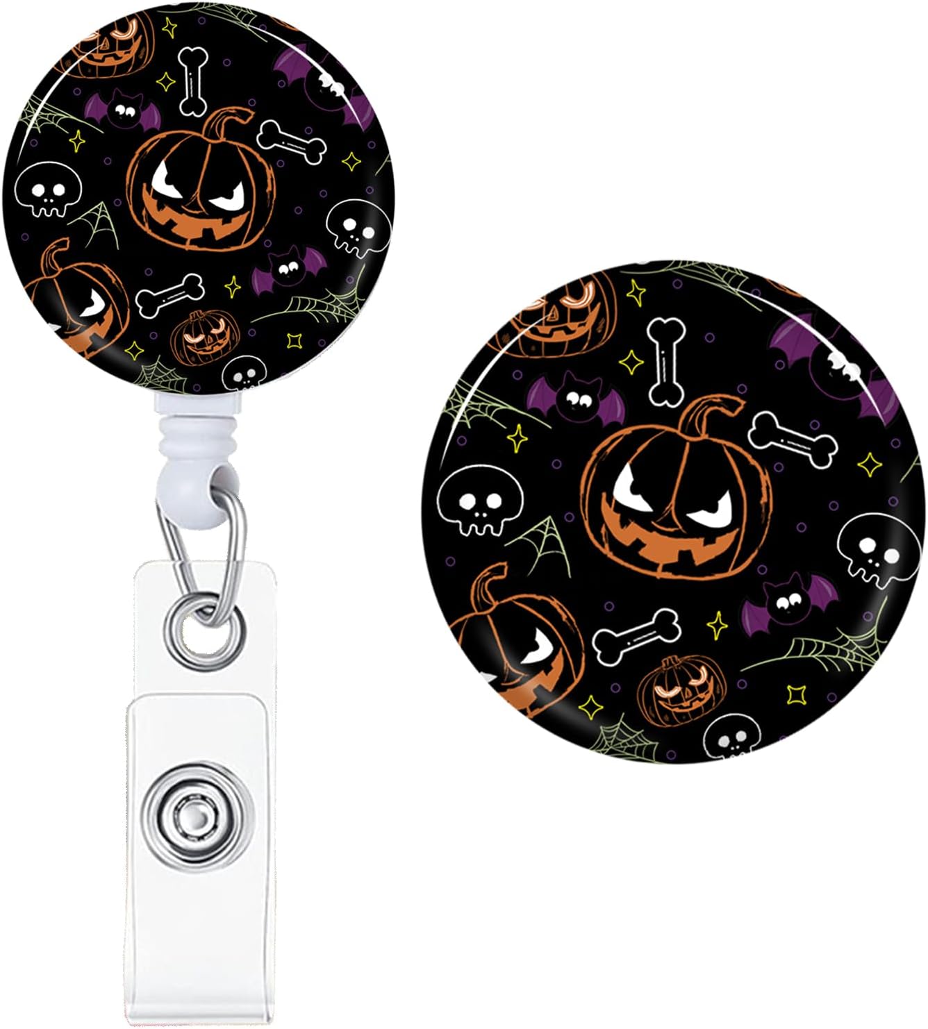 Carrete de insignia de Halloween, divertidos carretes de insignia de calabaza retráctil, clip retráctil, soportes retráctiles para enfermeras,