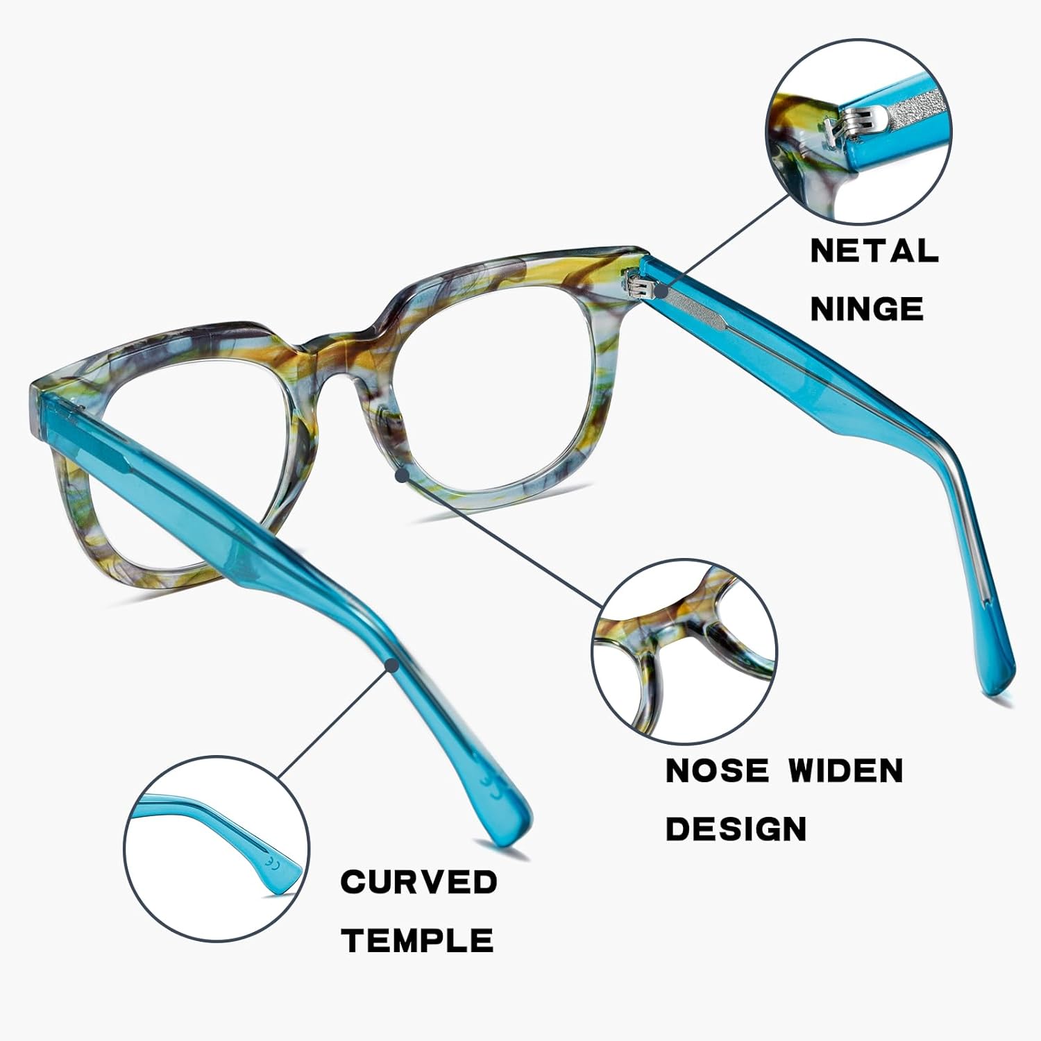 Gafas de lectura de moda con bloqueo de luz azul cuadrada para mujer Showbiz con estilo +2.0 (verde)