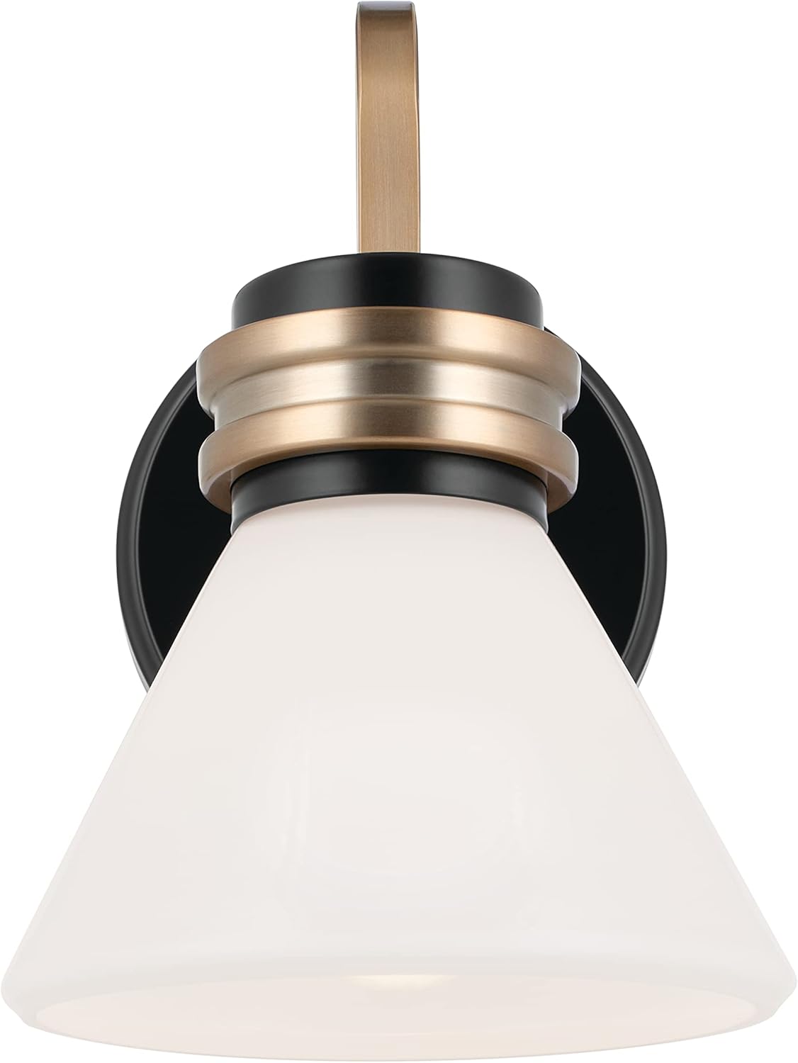 Kichler Farum – Aplique de pared con 1 luz de 9.5 pulgadas con cristal de ópalo en negro con bronce champán