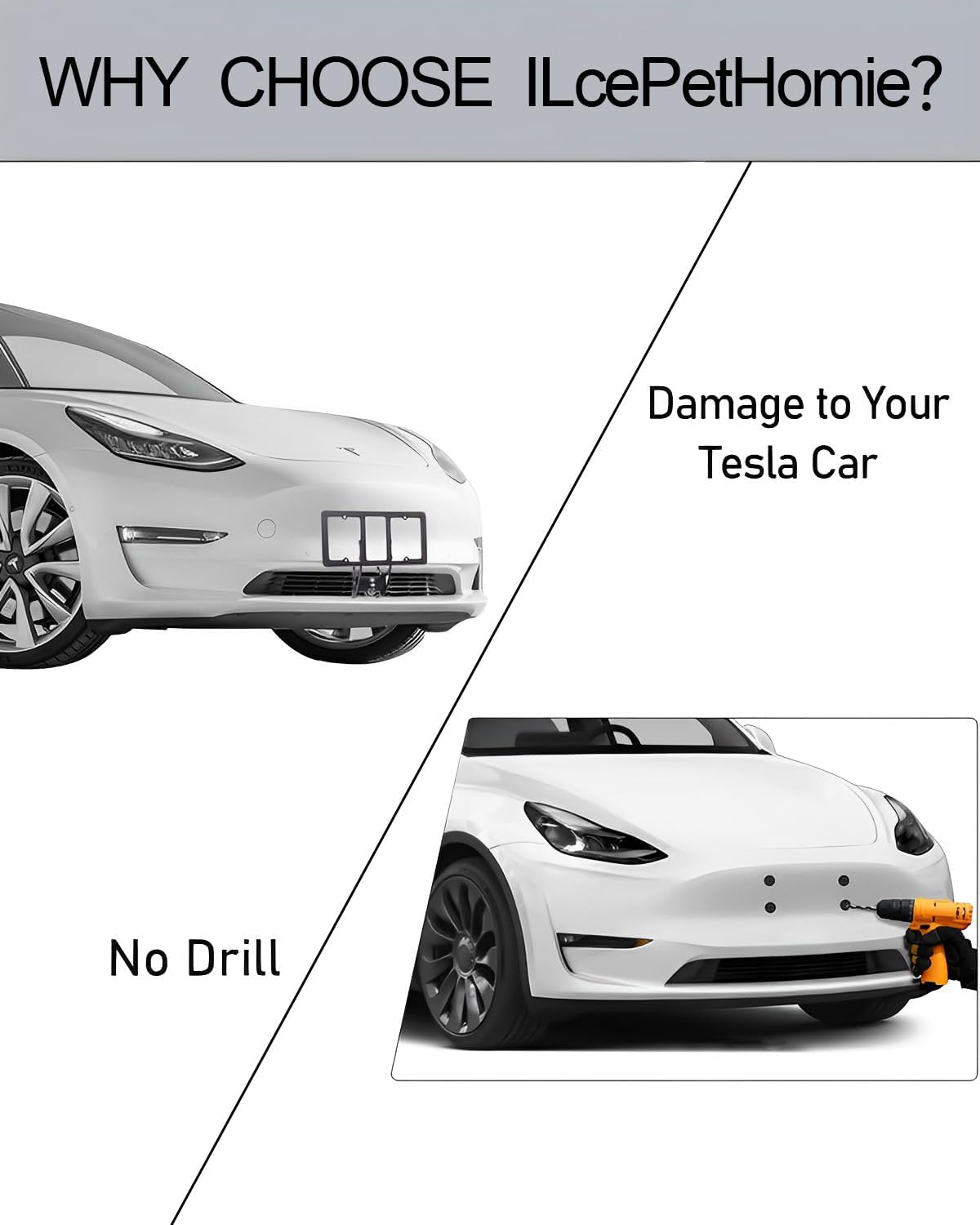 Soporte para placa de matrícula para Tesla 2017 a 2023 Modelo Y 3, soporte de marco de matrícula frontal de aleación de aluminio premium con bloqueo