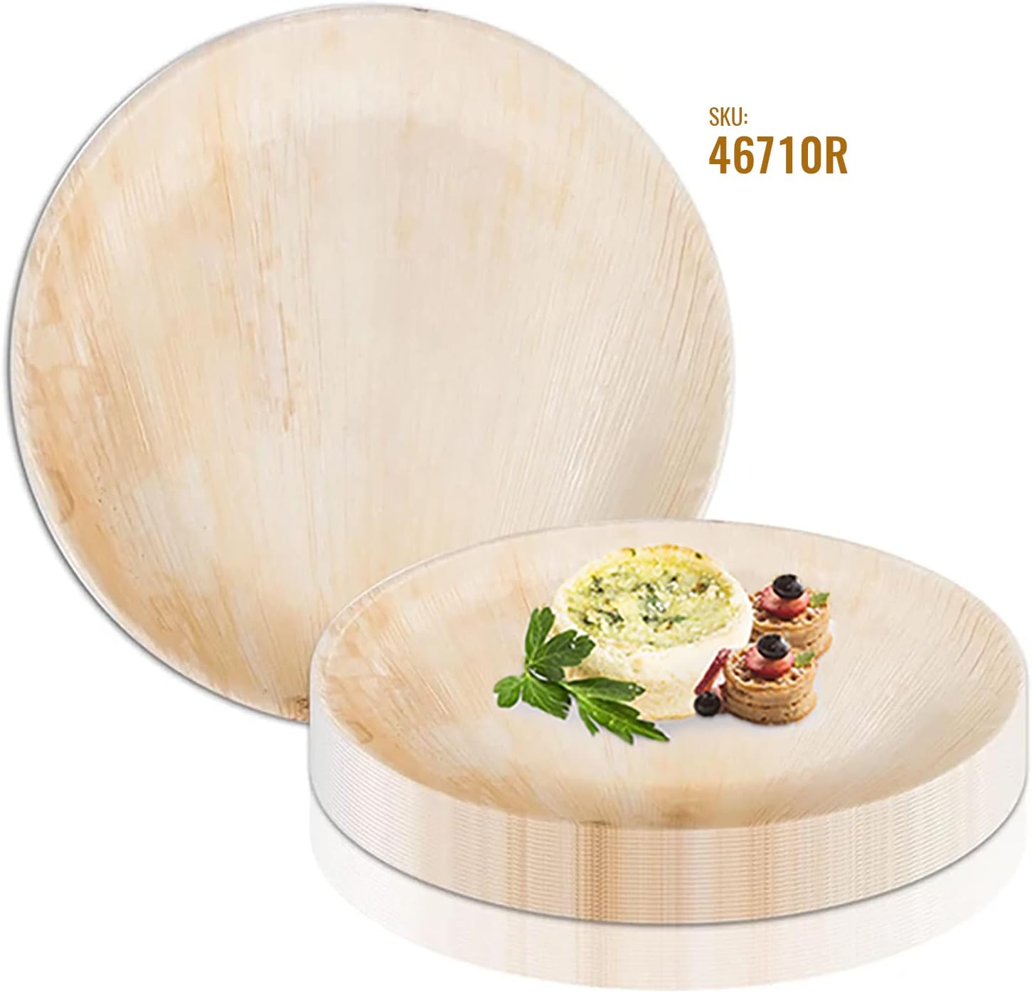 Platos desechables ecológicos de hoja de palma de 10 pulgadas, platos redondos 100% biodegradables y compostables a granel para fiestas temáticas